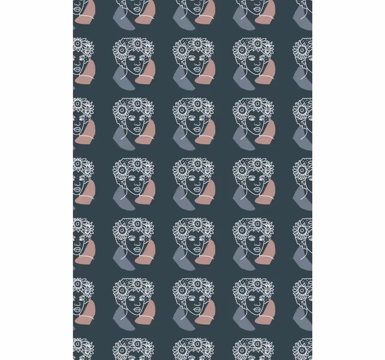 Abstrakteja kukkakasvoja kuvioitu rullaverho - Tenstickers