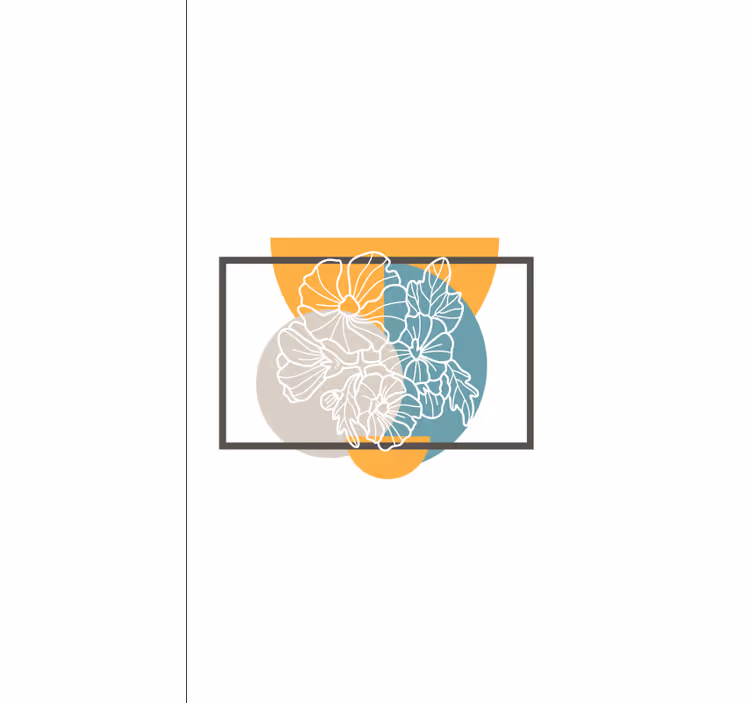 Minimalistinen abstrakti kehys kukat ja kasvit rullaverho - Tenstickers