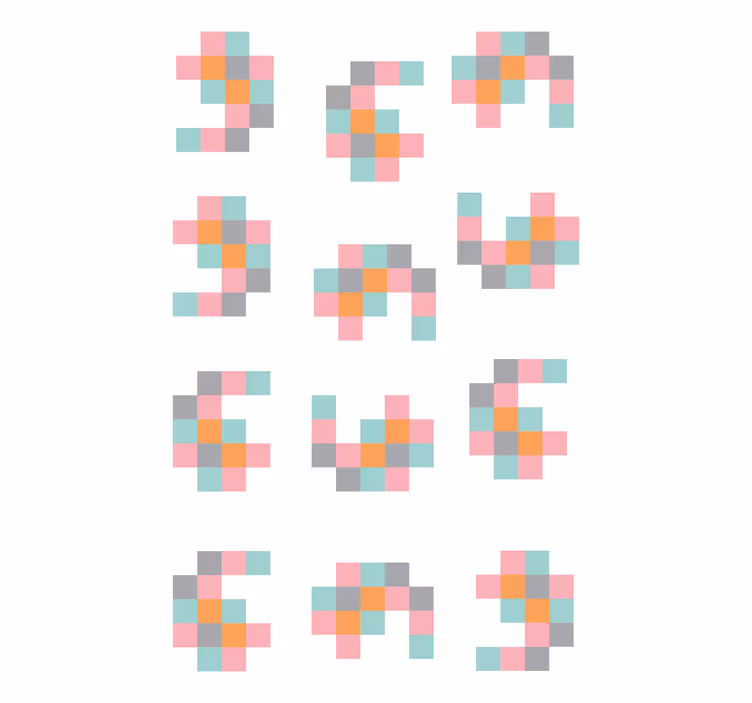 Pikselöityjä geometrisia kuvioita alkuperäinen rullaverho - Tenstickers