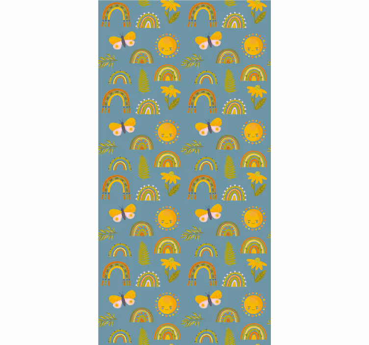 Aurinkoinen sateenkaaren muotoilu puukuviollinen rullaverho - Tenstickers