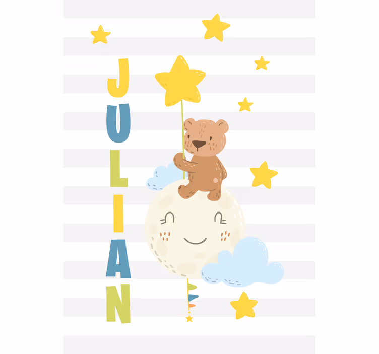 Karhu, jolla on nimellinen tähti lapsen rullaverho - Tenstickers