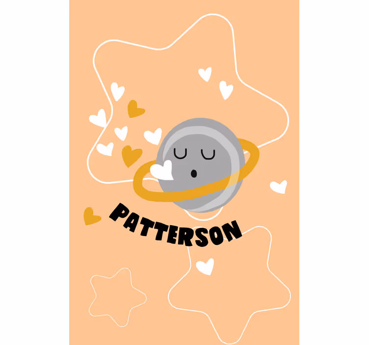 Sydämellinen saturnus nimellä lapsen rullaverho - Tenstickers