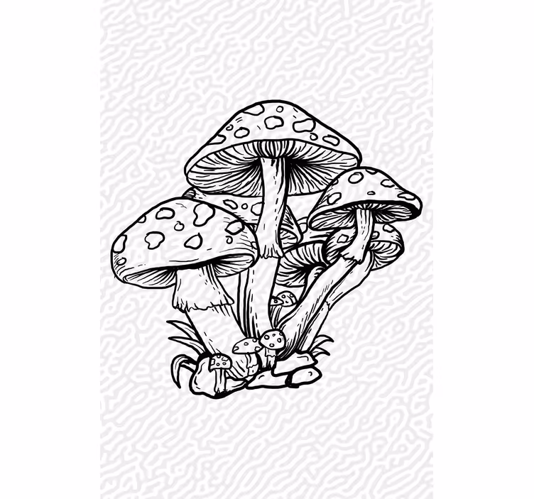 Sieniklusterin siluetti puukuviollinen rullaverho - Tenstickers