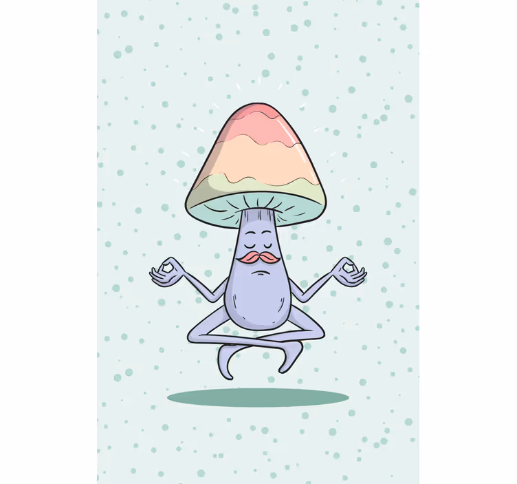 Meditoiva sienihahmo hauska rullaverho - Tenstickers