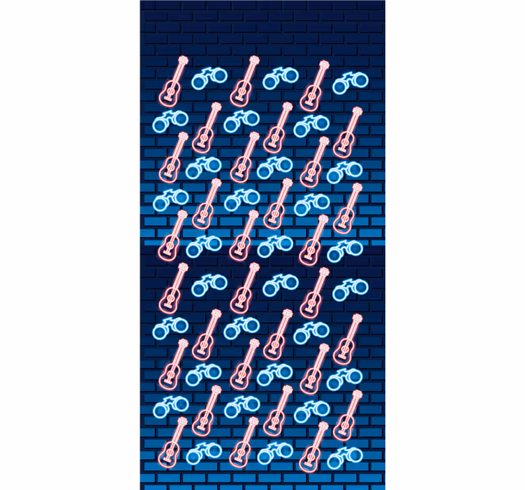 Kitarakuvio neon -tyylisessä olohuoneessa - Tenstickers