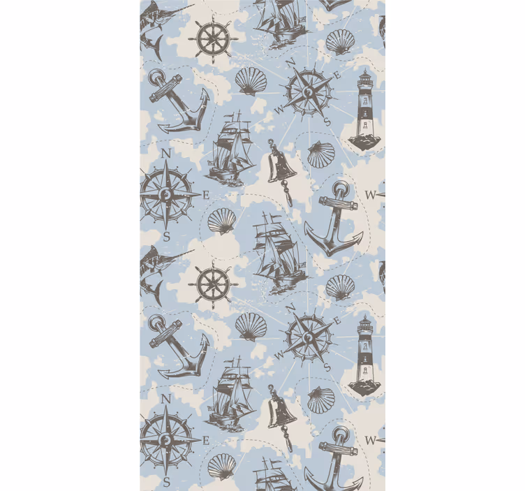 Vintage merihenkinen kuvio vintage rullaverho - Tenstickers