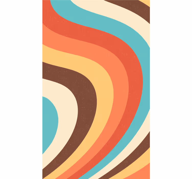 Kaarevia retro-aaltoja vintage-tyylinen rullaverho - Tenstickers