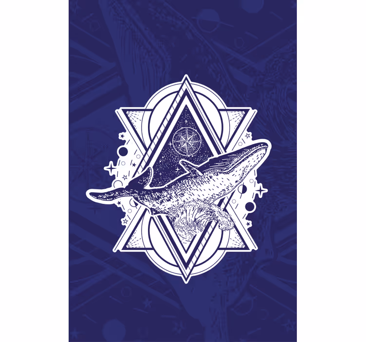 Kompassi ja valaiden kuva vintage rullaverhot - Tenstickers