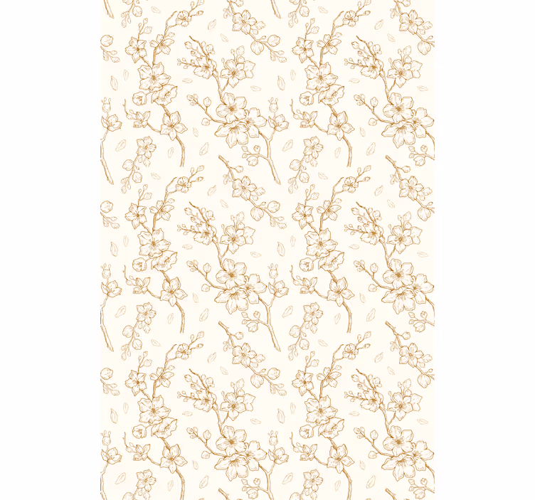 Yksinkertainen beige kukkakuvio kukat ja kasvit rullaverho - Tenstickers