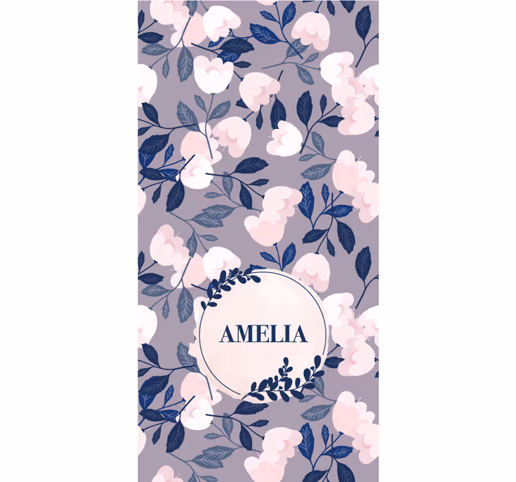 Violetti kukkakuvio nimellä teini-ikäisen rullaverho - Tenstickers