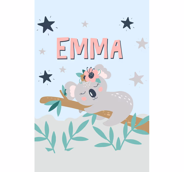 Vauva koala nimellä lapsen rullaverho - Tenstickers