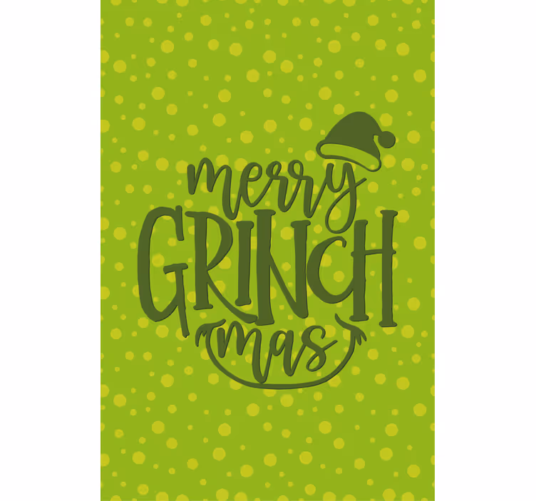 Iloinen grinchmas tunnelma tekstillinen rullaverho - Tenstickers