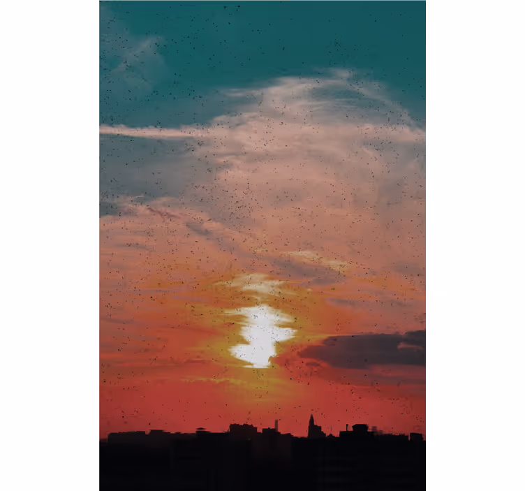 Auringonlasku kaupungin yllä pilvinen rullaverho - Tenstickers