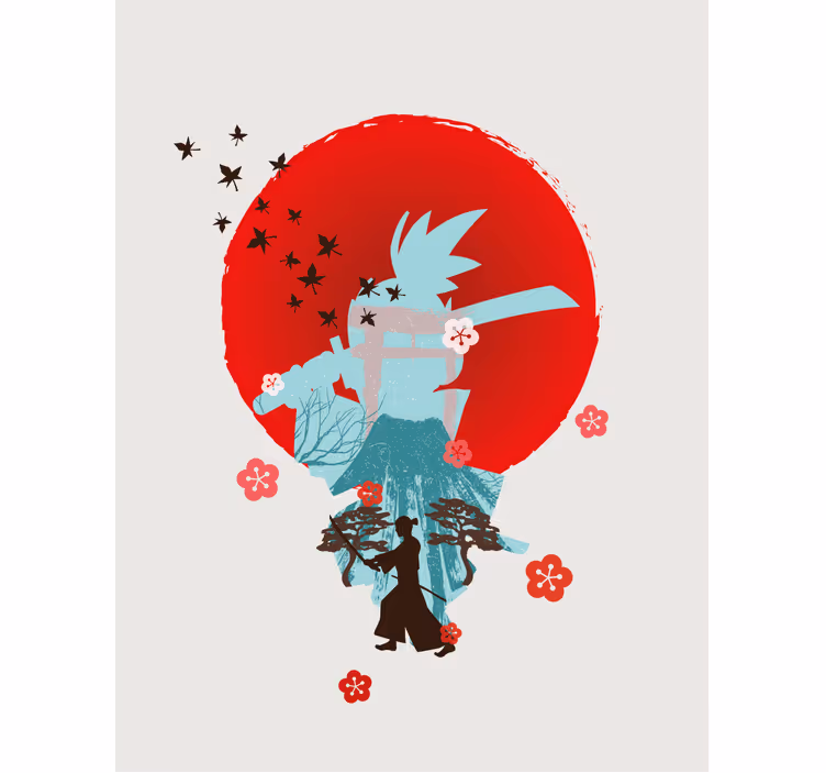 Samurain siluetti supersankari rullaverho - Tenstickers