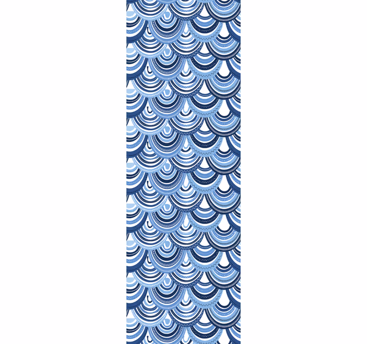 Sinisiä aaltokuvioita kuvioitu rullaverho - Tenstickers