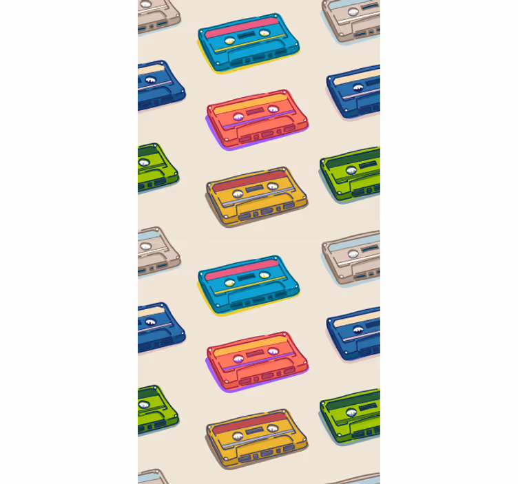 Värikkäitä kasetteja nörtti-tyylinen rullaverho - Tenstickers