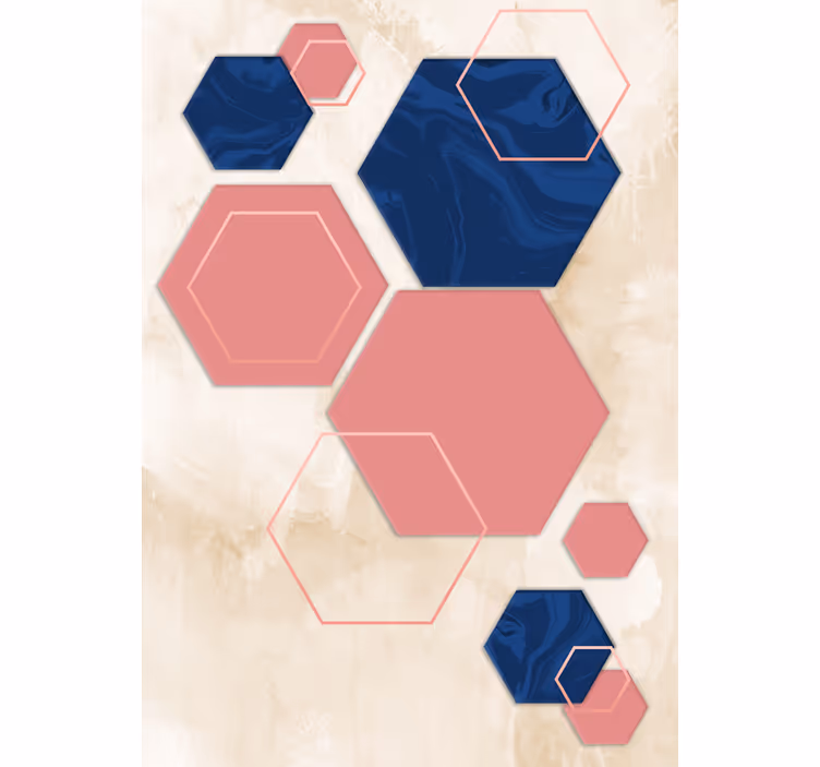 Pastelli kuusikulmio geometrinen taide olohuoneverho - Tenstickers