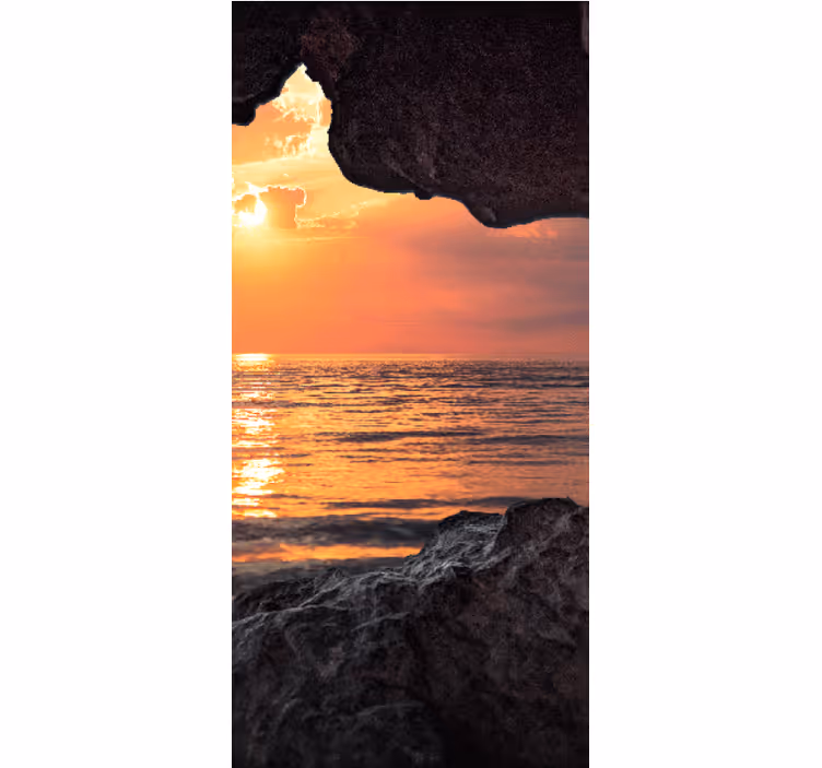 3d luola auringonnousu ocean alkuperäinen rullaverho - Tenstickers