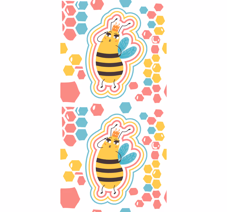 Söpö mehiläinen hahmo eläinkuviollinen rullaverho - Tenstickers