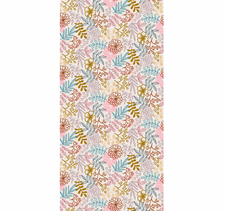 Monivärinen kuvioviivapiirros kukallinen rullaverho - Tenstickers