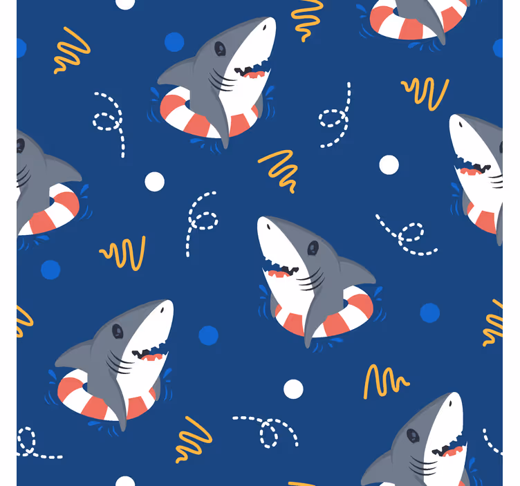 Hengenpelastajahai kuvio hauska rullaverho - Tenstickers