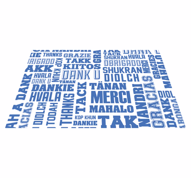 Hieno kiitos monilla kielillä teksti pöytätabletti - Tenstickers