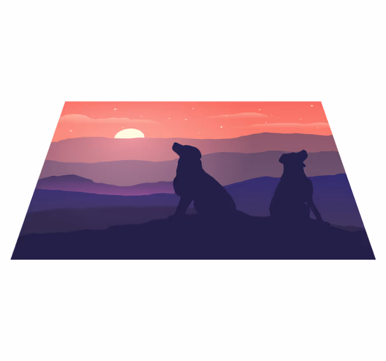 Auringonlaskun ja koiran vinyylilevyt - Tenstickers