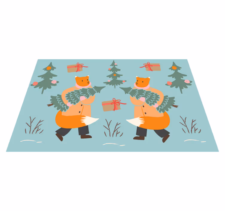 Jouluinen pöytätabletti joulupuun kantava kettu - Tenstickers