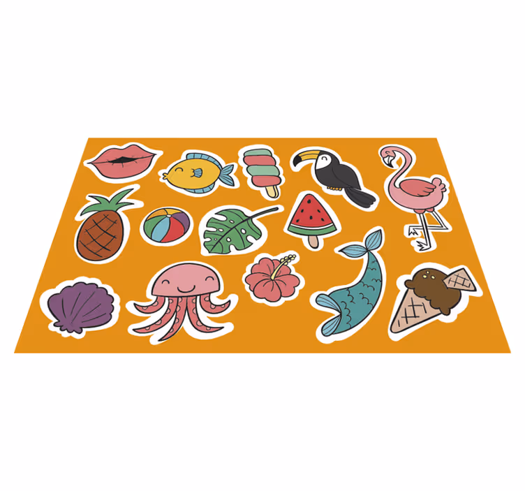 Kesäruokia ja eläimiä lasten pöytätabletti - Tenstickers