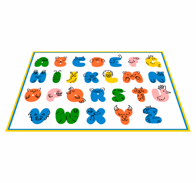Aakkoset värikkäillä kuvilla lasten pöytätabletti - Tenstickers