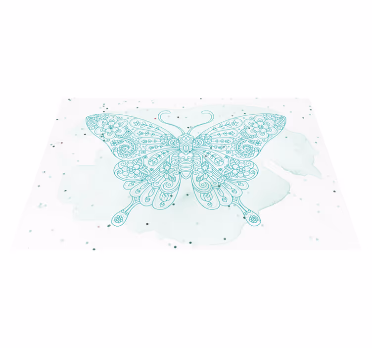 Turkoosi ja mandala perhonen placemats - Tenstickers