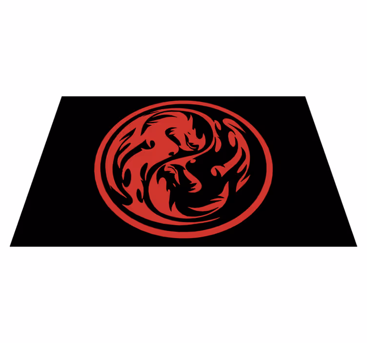 Musta ja punainen lohikäärme yin yang pöytätabletti moderni - Tenstickers