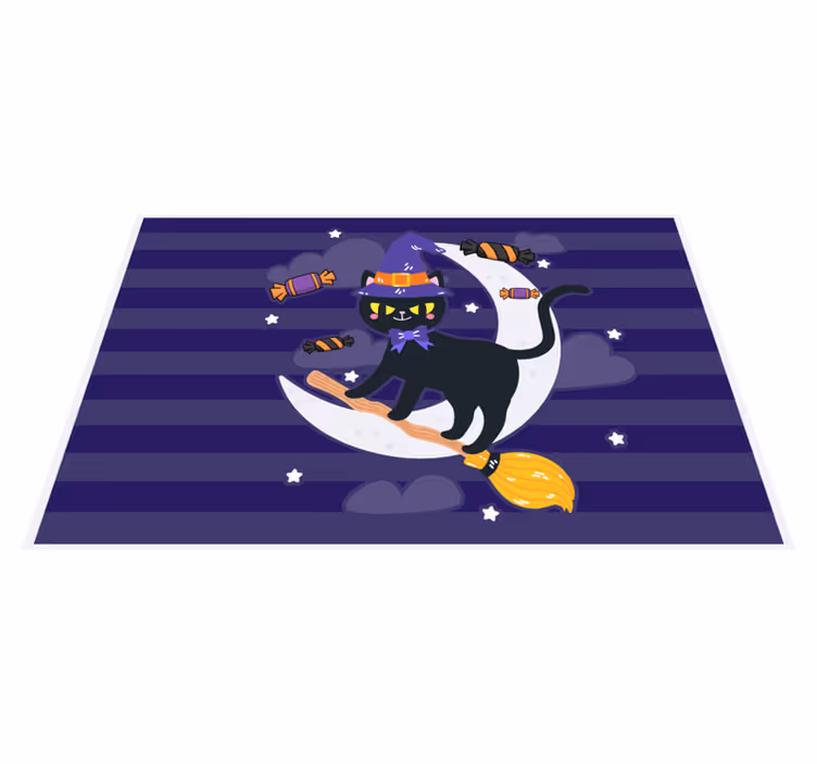 Noidankissa luudalla halloween pöytätabletti - Tenstickers