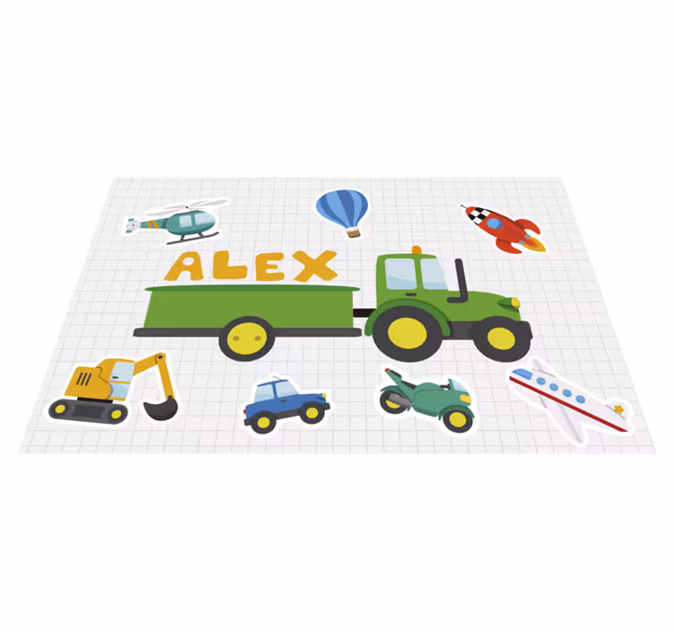 Erilaiset sarjakuvakuljetukset nimi pöytätabletti - Tenstickers