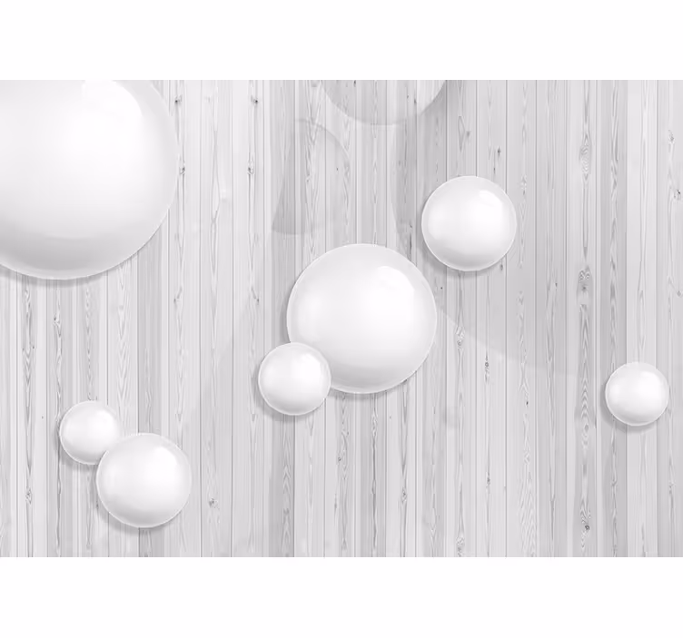 Valkoiset pallot puurakenteessa 3d valokuvatapetti - Tenstickers