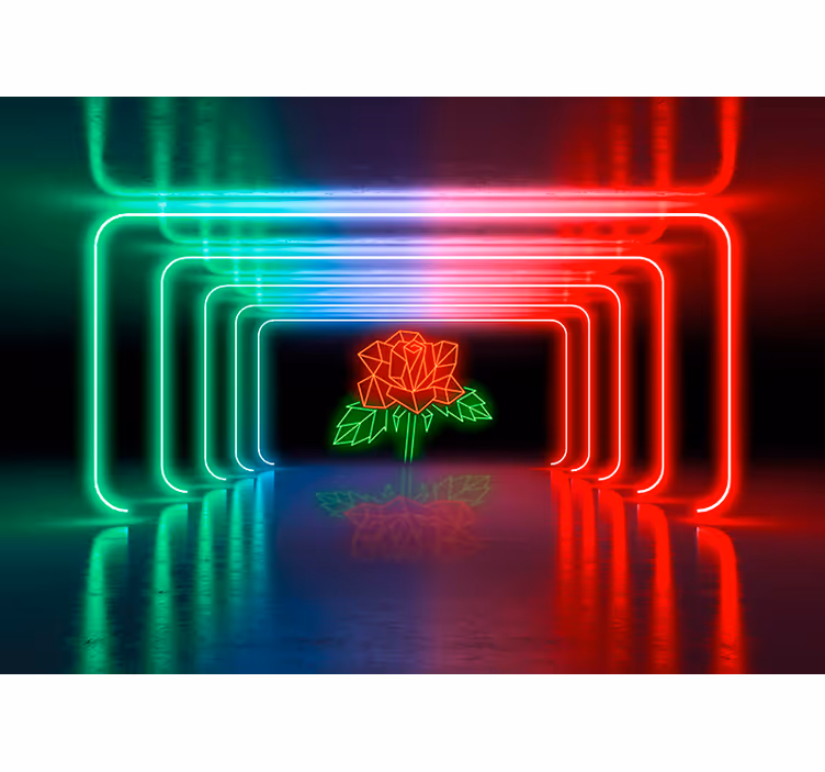 Neon ruusu 3d vaikutus valokuvatapetti - Tenstickers