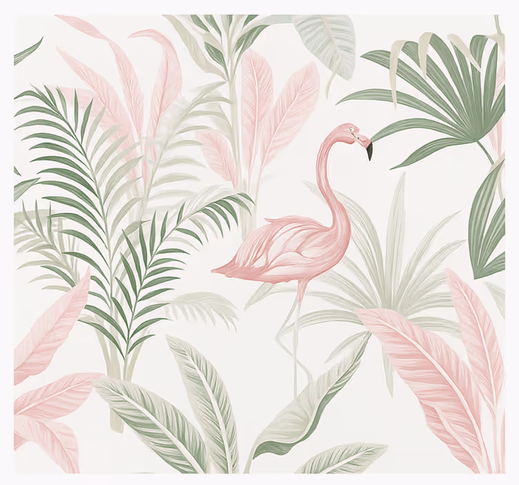 Trooppinen flamingo-keidas olohuoneen valokuvatapetti - Tenstickers