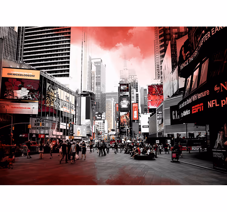 New york punainen ja valkoinen valokuvatapetti - Tenstickers