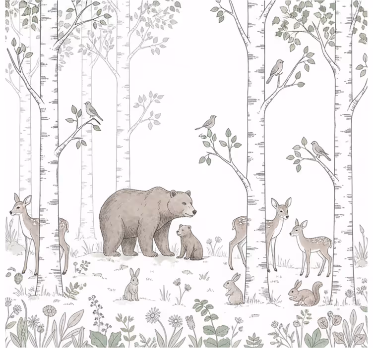 Leikkisä metsäkuvio valokuvatapetti - Tenstickers