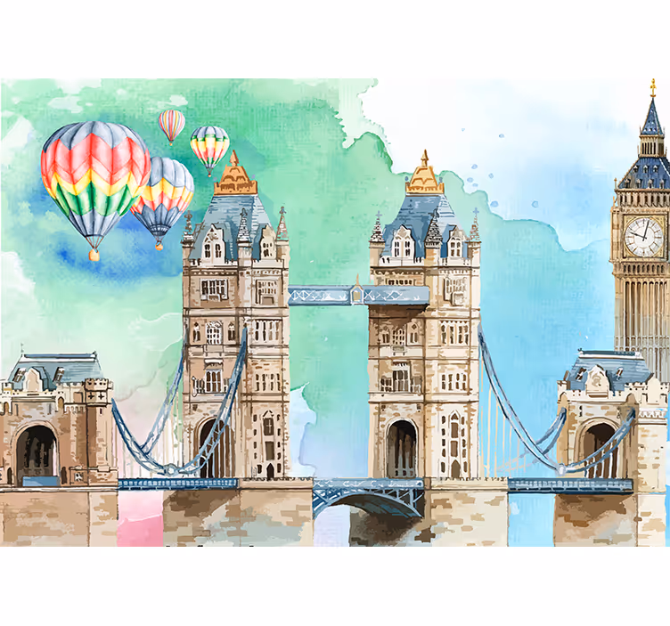 Ilmapallo tornisillan london seinämaalaukset - Tenstickers