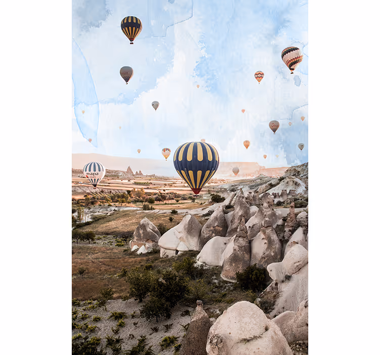 Aavikko valokuvatapetti kuumailmapallot cappadociassa - Tenstickers