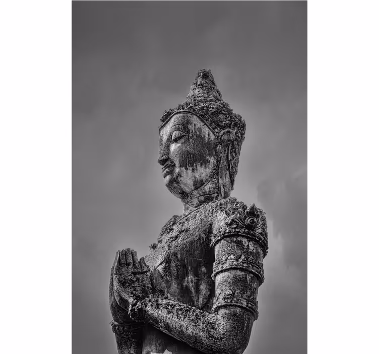 Buddha harmaavalokuvatapetti - Tenstickers