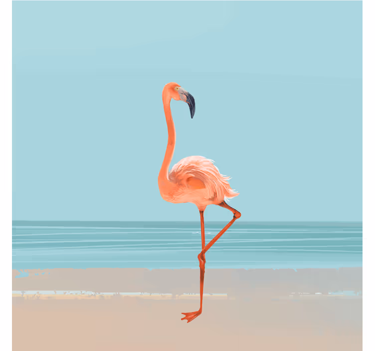Flamingo kuva hiekalla sininen valokuvatapetti - Tenstickers