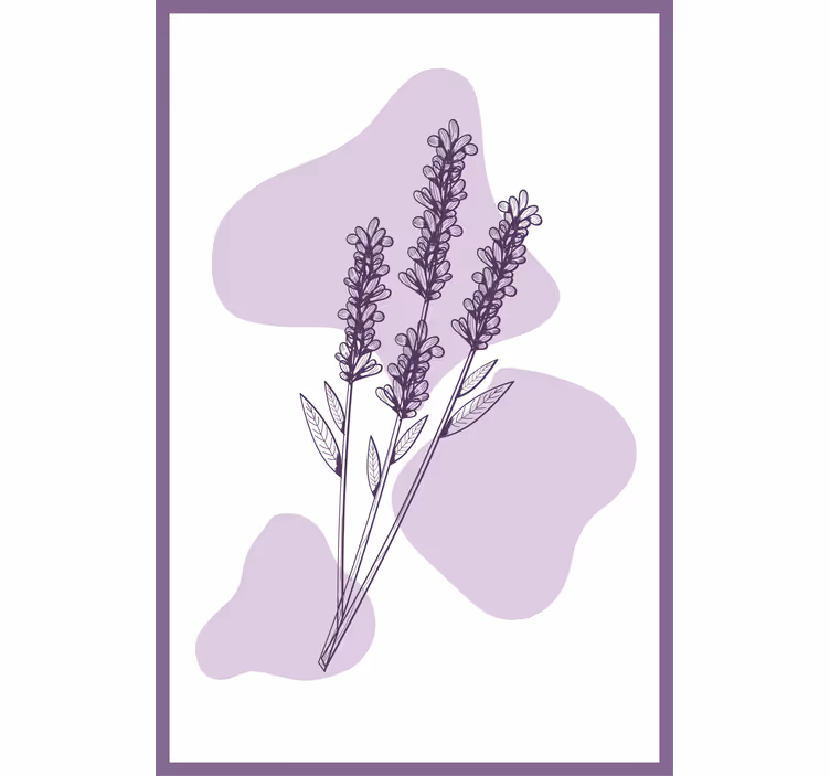 Violetti valokuvatapetti laventelikasvin piirros - Tenstickers