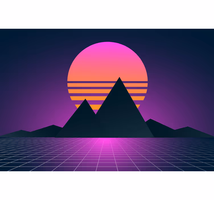 Violetti valokuvatapetti vintage ja retro aurinko - Tenstickers