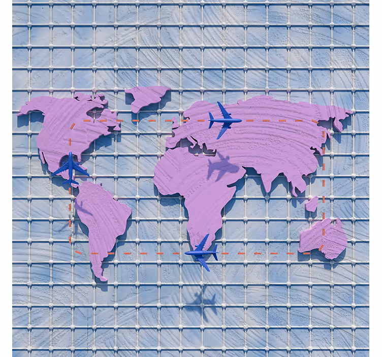 Violetti valokuvatapetti taiteellinen maailmankartta - Tenstickers