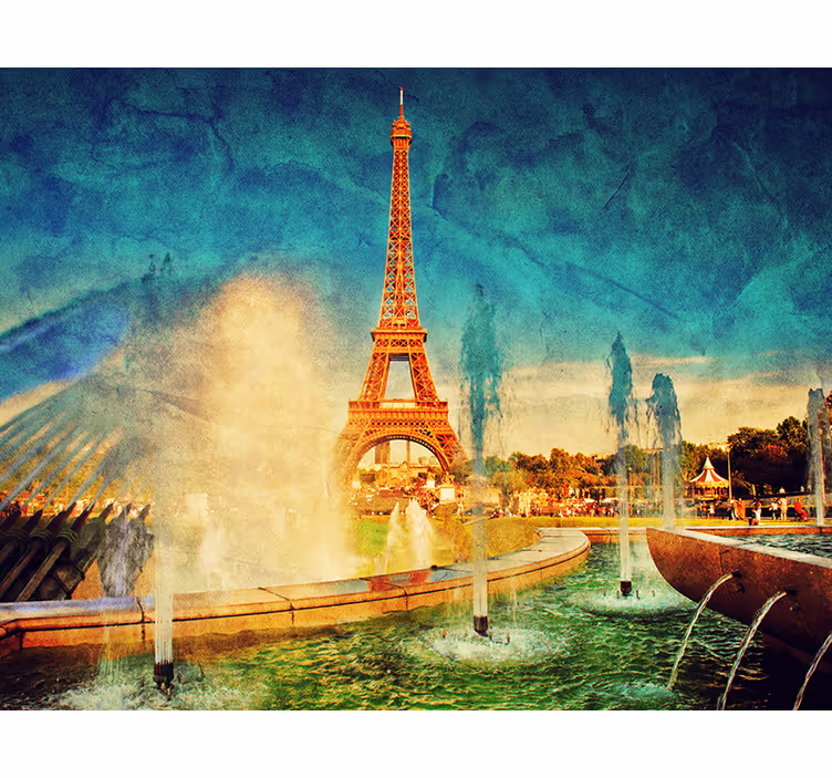 Eiffel-torninäkymät pariisin valokuvatapetti - Tenstickers