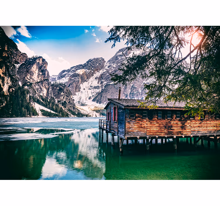 Braies järvi vuoren valokuvatapetti - Tenstickers
