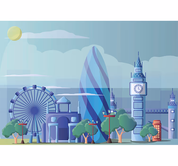 London sininen lasten makuuhuoneen valokuvatapetti - Tenstickers