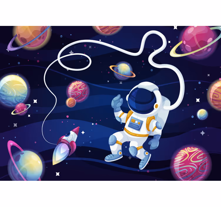 Lasten seinämaalaukset astronautti avaruudessa - Tenstickers